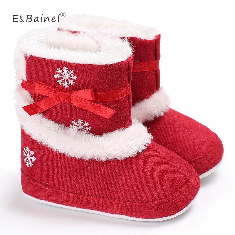 Noël bébé fille hiver neige bottes Crochet tricot polaire bébé chaussures enfant en bas âge laine infantile doux bas premiers marcheurs chaussons