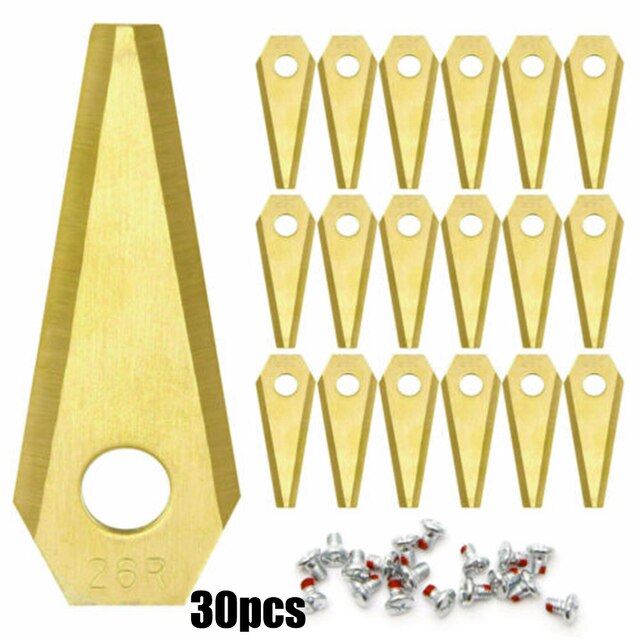 Juego de cuchillas de repuesto para cortacésped robótico Bosch Indego, tornillos de hojas de Metal, piezas de cortacésped, 9/18/30 piezas: 30pcs