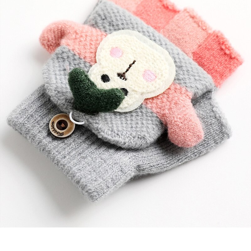 Elastische Gebreide Warm Half Vinger Handschoenen Wanten Voor Kind Winter Warm Moet Hebben Golves Outdoor Rijden Dragen G99C