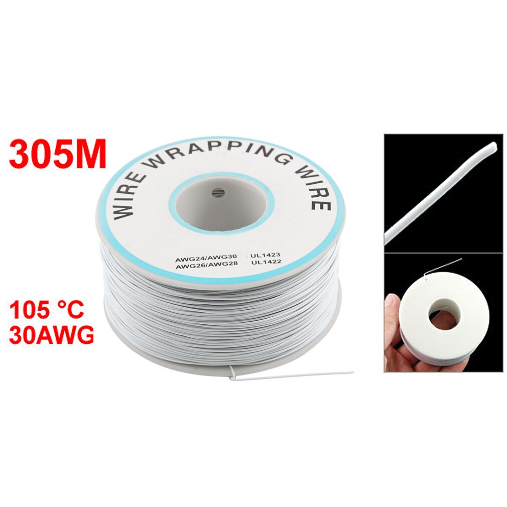 Beste Prijs 305M Wit Pvc Gecoat Tin Koper Wire-Wrapping 30AWG Kabel Roll