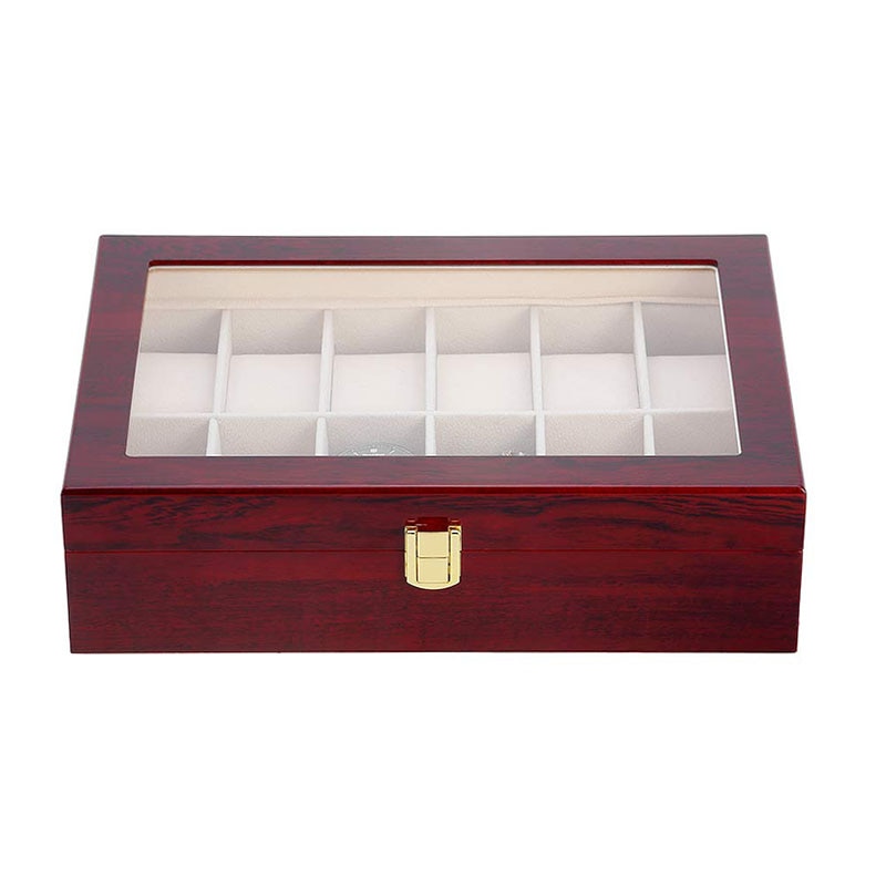 Wooden Watch Case Glass Top Wooden Watches Display Storage Collector 6/10/12 Slots Wrist Watch Holder Box Jewelry Organizer Case