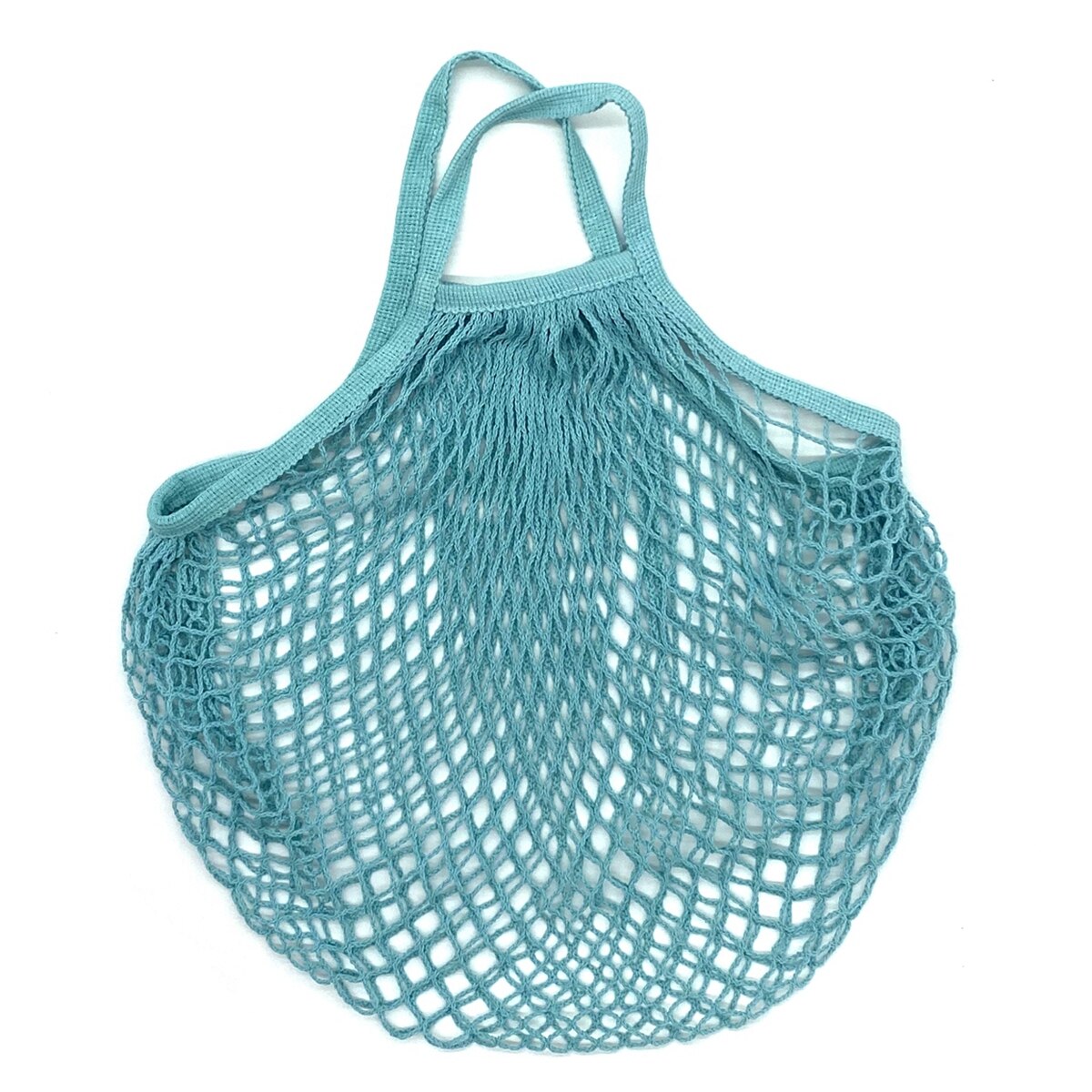 Tragbare Wiederverwendbare Taschen für Obst Gemüse Tasche Baumwolle Gittergewebe Schnur Organizer Handtasche Kurzen Griff Netz Einkaufen Taschen Tote: cyan Blau