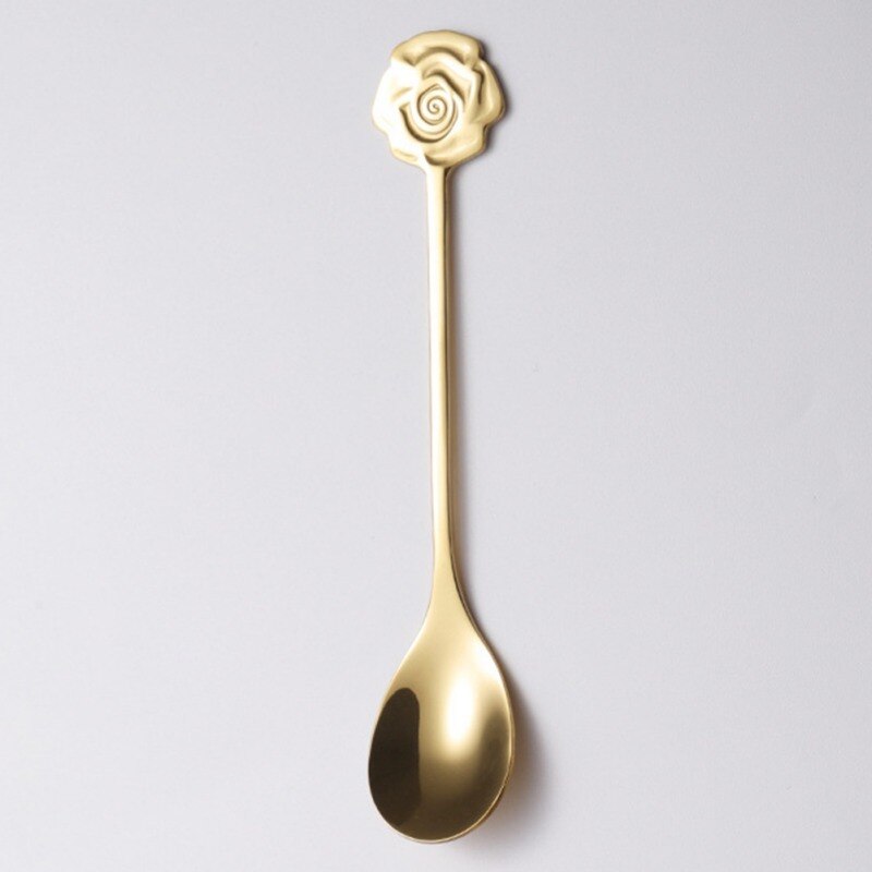 Tea Coffee Mixing Spoon Gold Spoon Long Handle Dessert Stainless Steel Vintage Teaspoons Drink Tableware Unique Shape: E