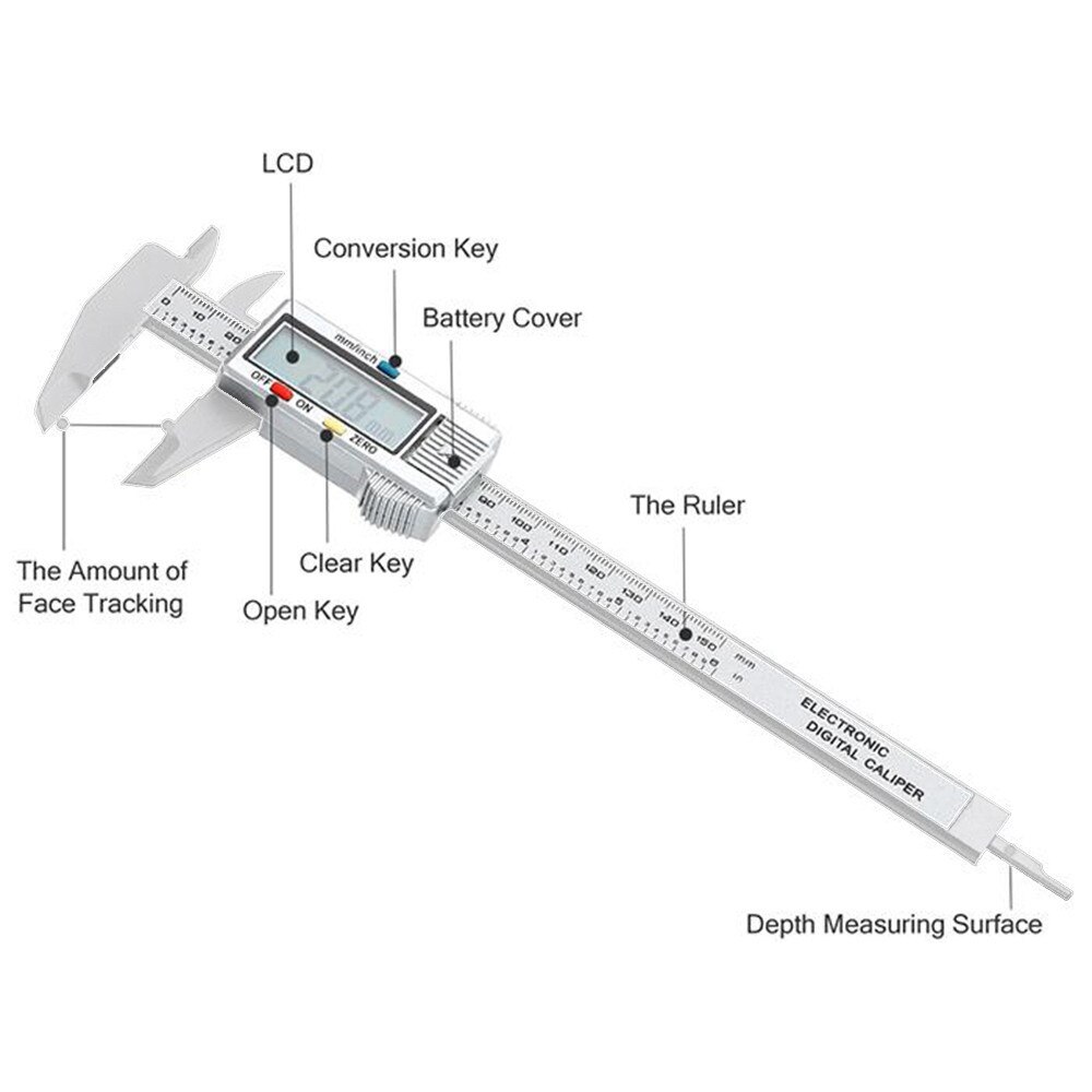 Vernier numérique Calipers155mm 6 pouces LCD électronique jauge de Fiber de carbone hauteur instruments de mesure micromètre FDH