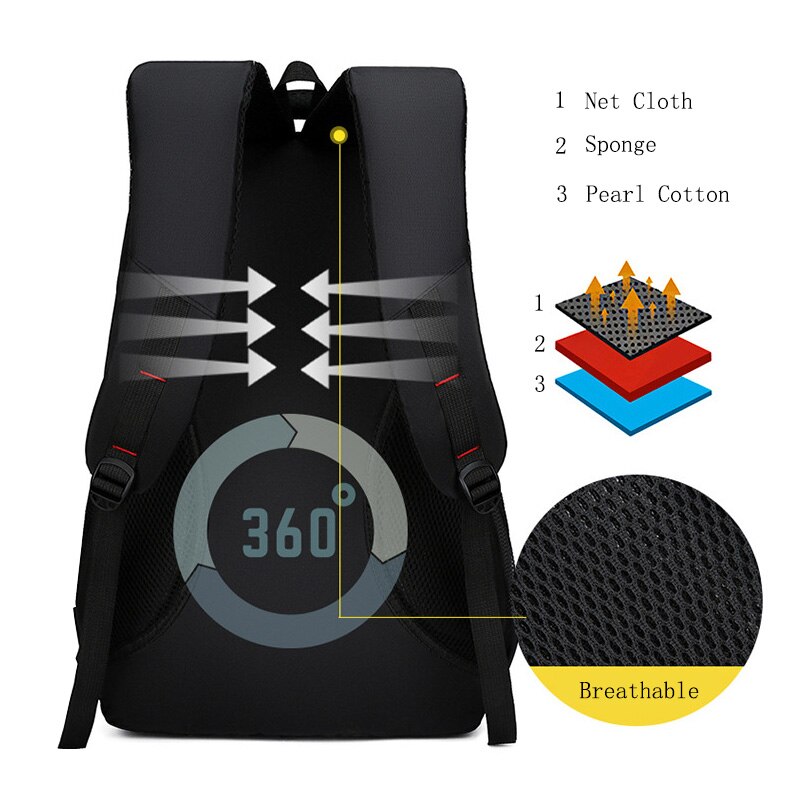 Large Capacity Waterproof Backpack Man Stylish Solid Color School Bags Travel Backpacks Multi-functional Laptop Bag For Men