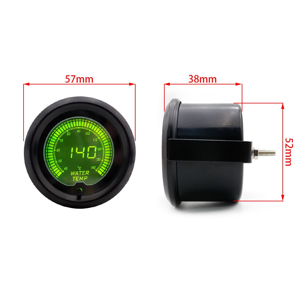 2 " 52mm evo 7 farve lcd 40-140 grader celsius vand temperatur meter vand temperatur meter med sensor & sensor adapter