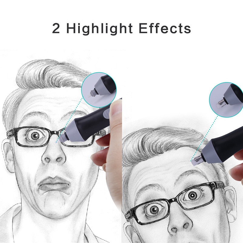 Black Gray Automatic Electric Rotate Eraser Pen School Students Sketch Painting Correction Stationery Supplies