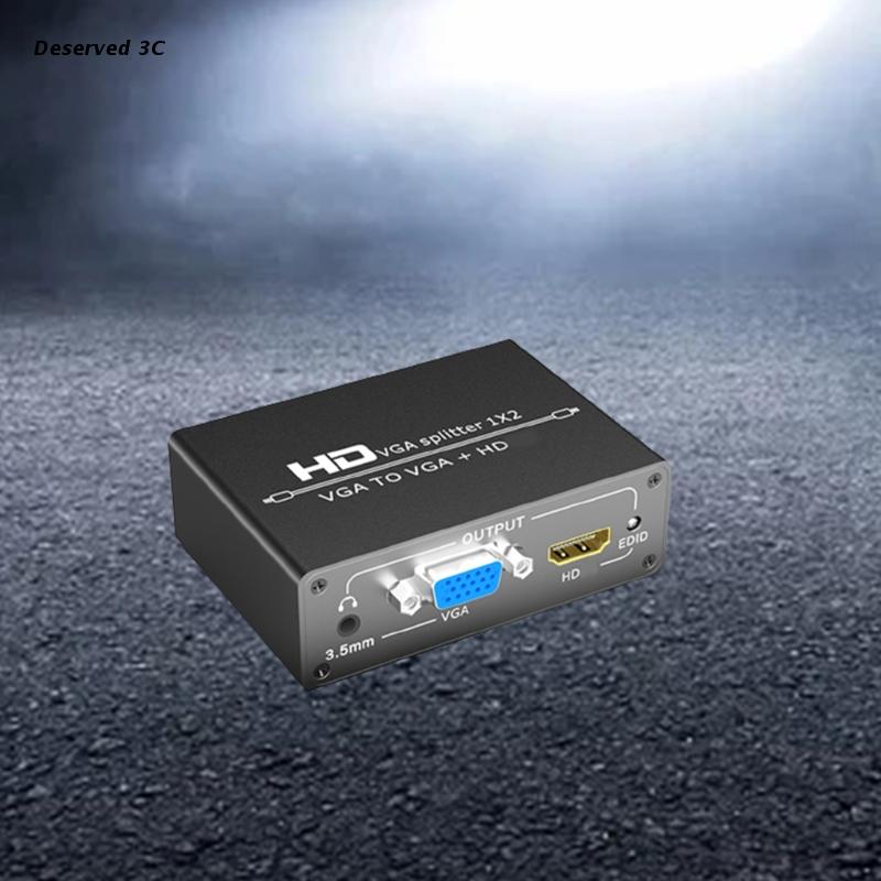 R9CB adattatore VGA a VGA 1080P multi-display 2 in 1 convertitore compatibile VGA a HDMI per sistema operativo XP Windows 8/10