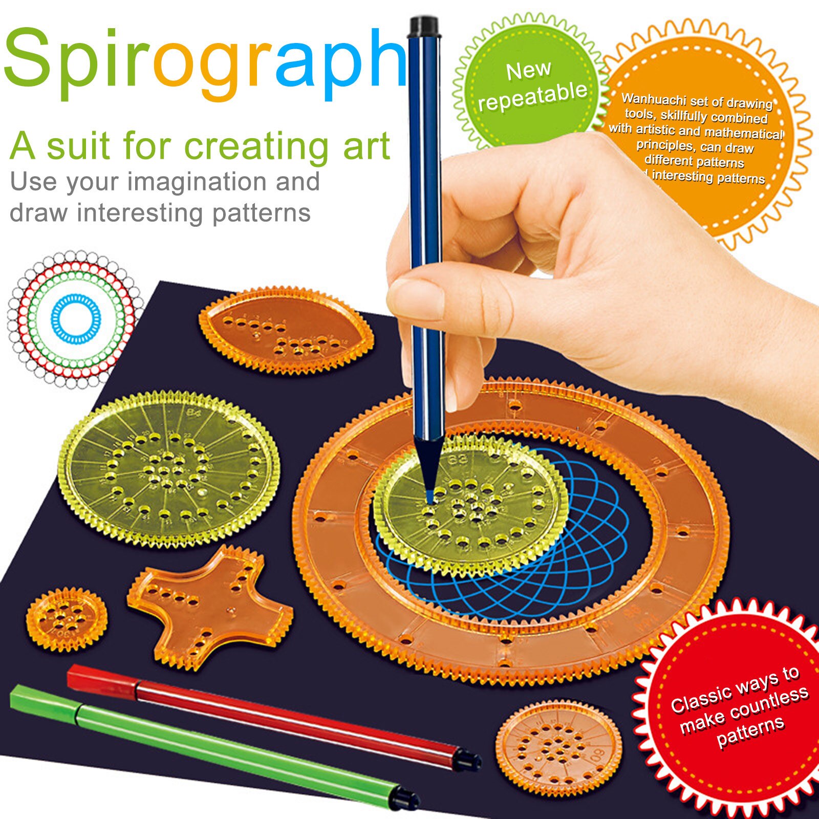 Regla mágica caleidoscopio pintura magia regla de dibujo juguete educativo 20ml papelería pintura gobernante de regla de Patchwork