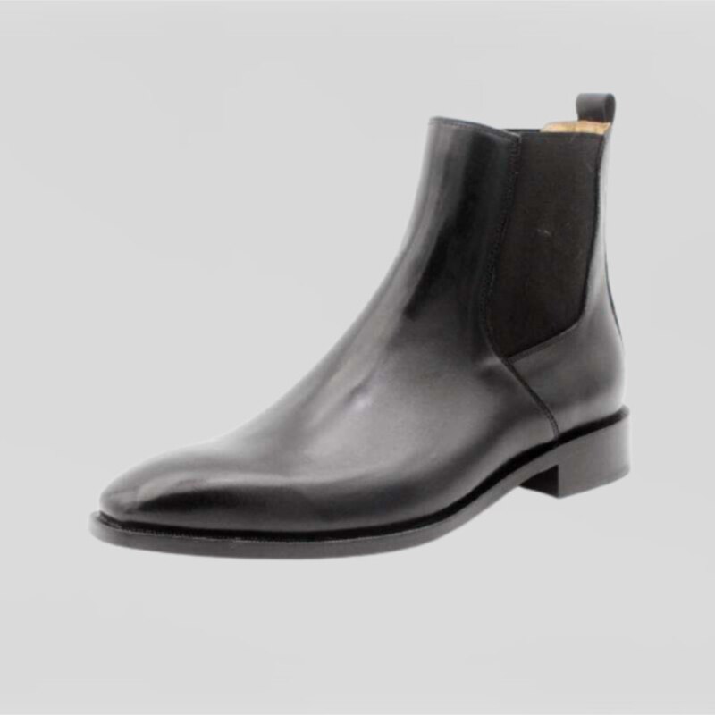 Botines Chelsea de piel sintética para hombre, a la Botines altos, cómodos, color negro, KD294