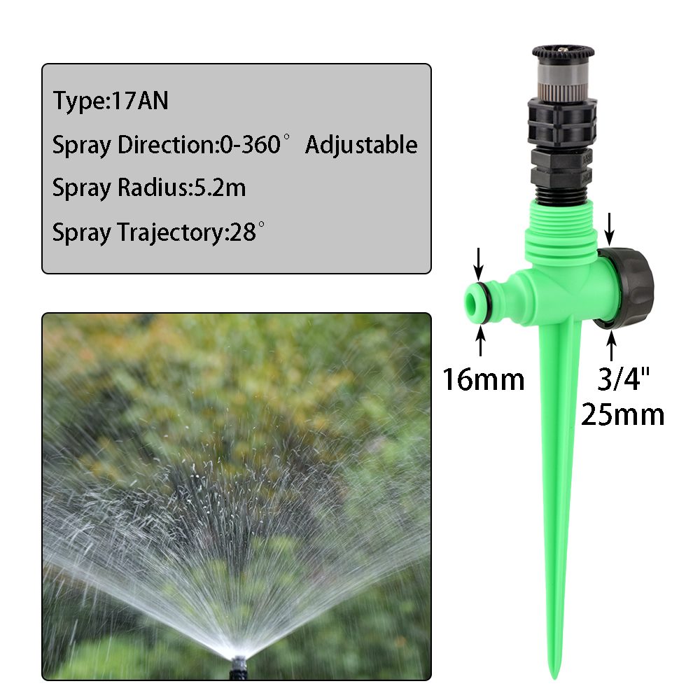 Tuinsproeier 0-360 ° Rotatie Irrigatie Bewateringssysteem Automatische Landbouw Gazon Boerderij Kas Plant Met Plastic Houder
