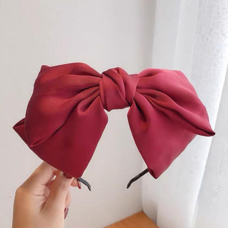 Mode Meisjes Haarbanden Big Bows Hair Lint Vrouwen Satijnen Haarband Paardenstaart Leuke Hoofdbanden Haar Accessoires Voor Dagelijks: Rood