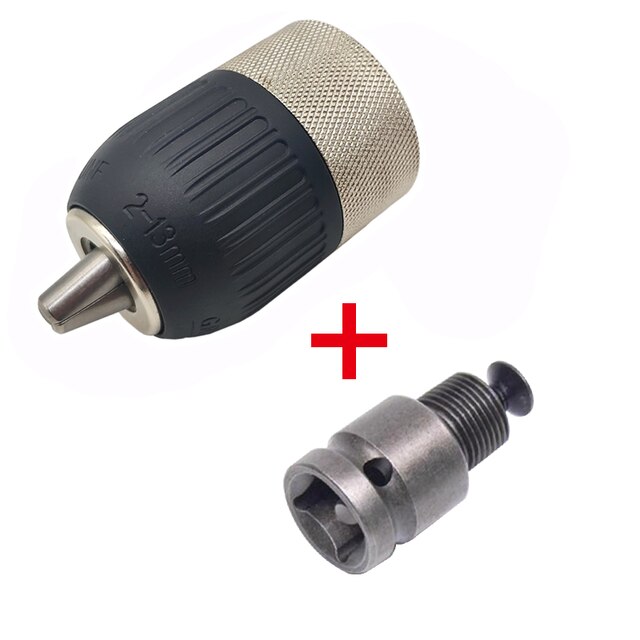 3-Jaw Keyless Drill Chuck 1/2inch 2-13mm 1/2-20UNF Quick Change Adapter SDS-Plus Shank 1/4" Hex Square For Hammer Drill: Chuck and Adapter