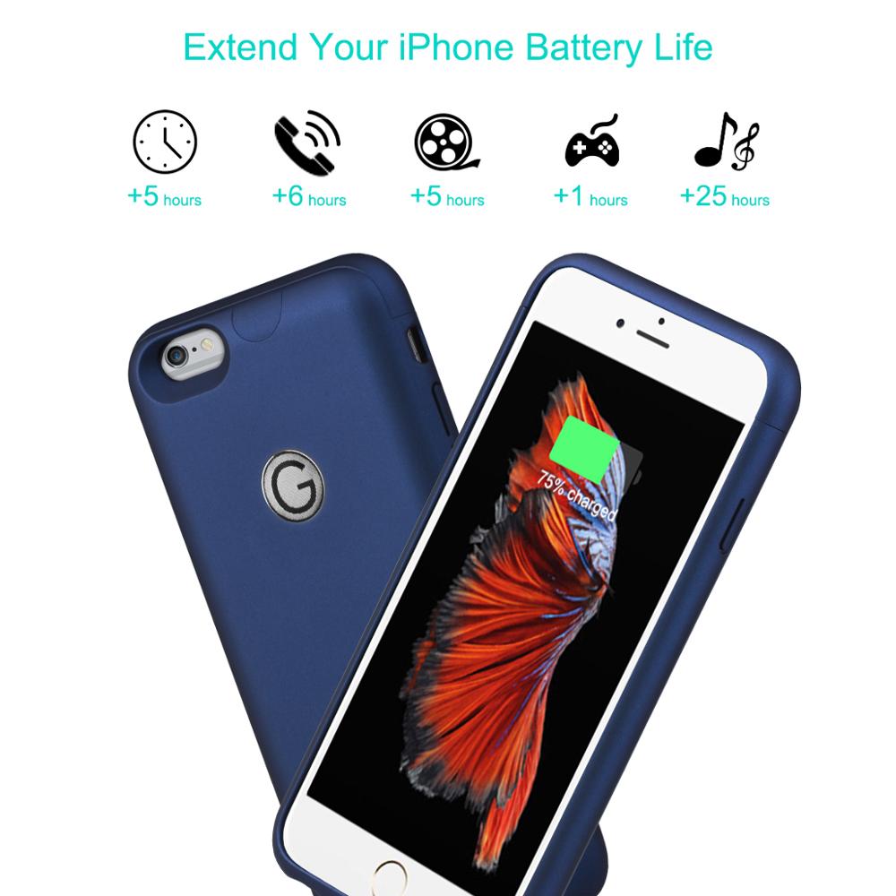 Coque de chargeur de batterie pour iPhone 6, 6s, 6Plus, surface lisse