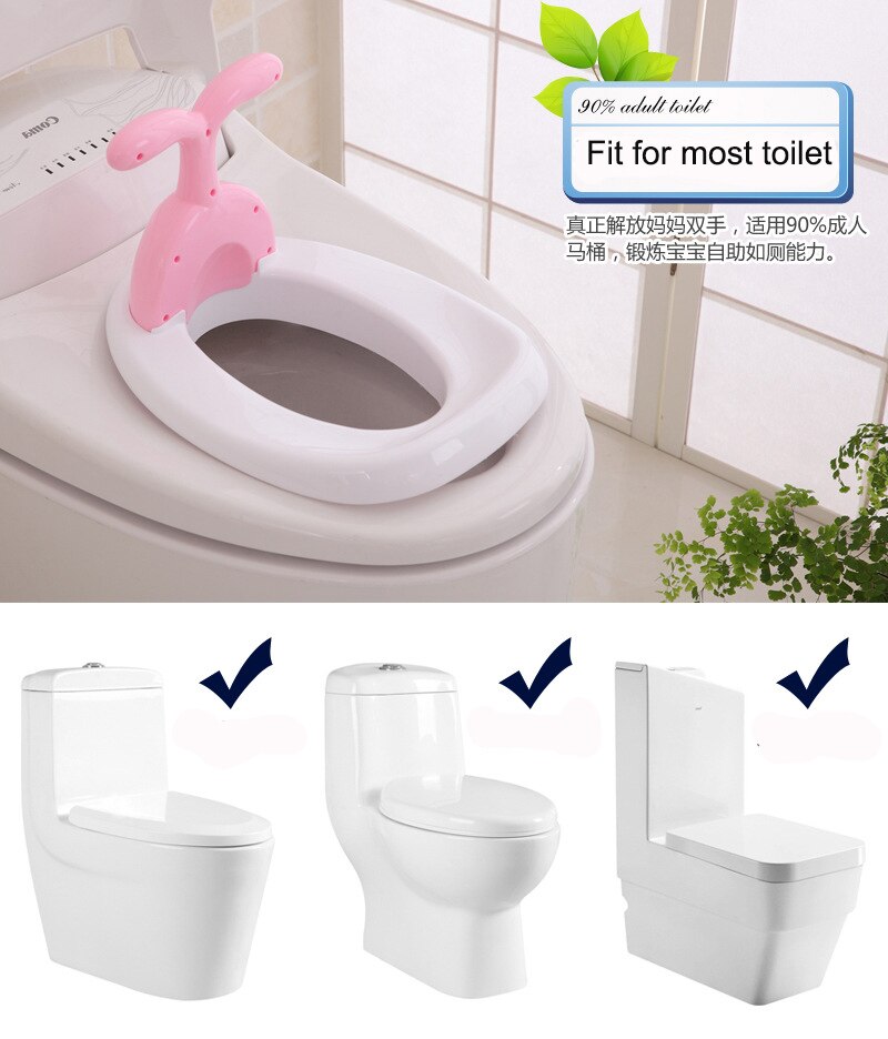 Cute Portable Baby Plastic Toilet Training Seat with Handle Non Slip Potty Sit for Children Toddler Toilet Trainer WC Pad