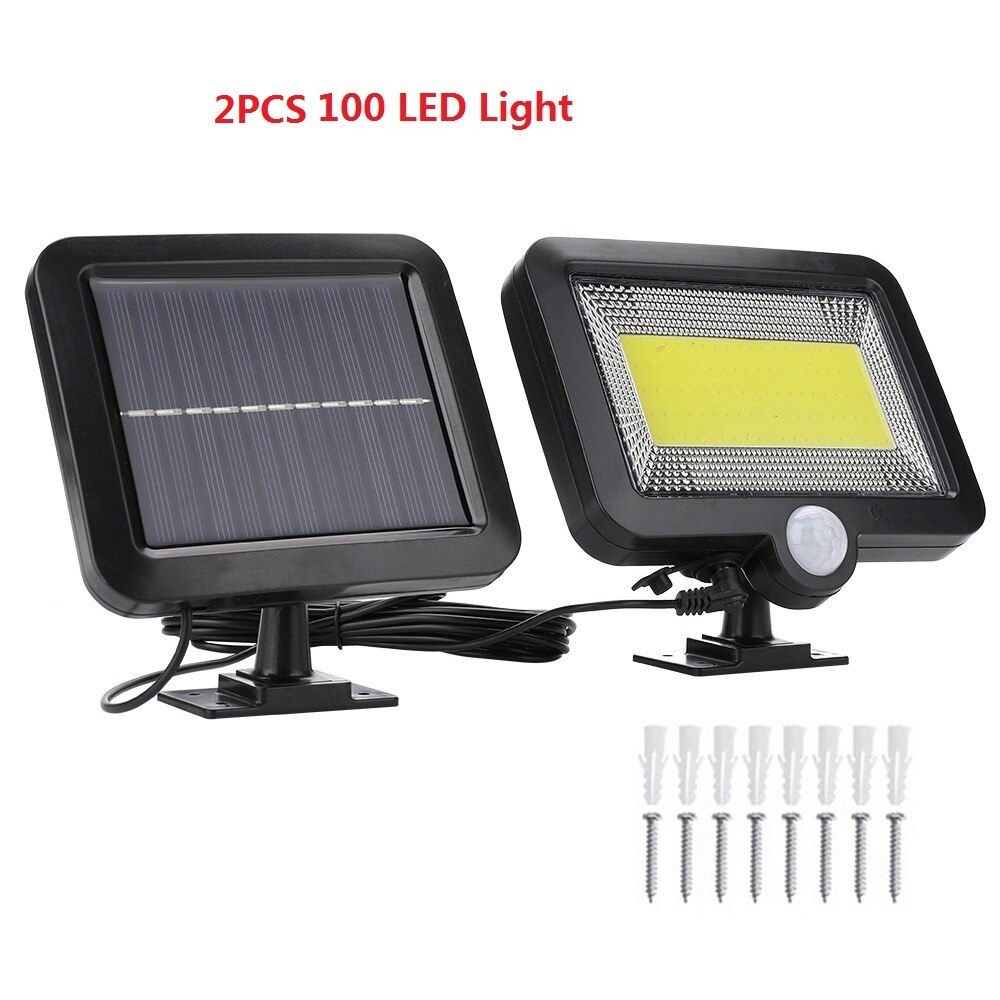 100 Led Solar Light Outdoor Solar Lamp Pir Motion Sensor Wandlamp Waterdichte Zonne-energie Zonlicht Voor Tuin Decoratie: 2PCS