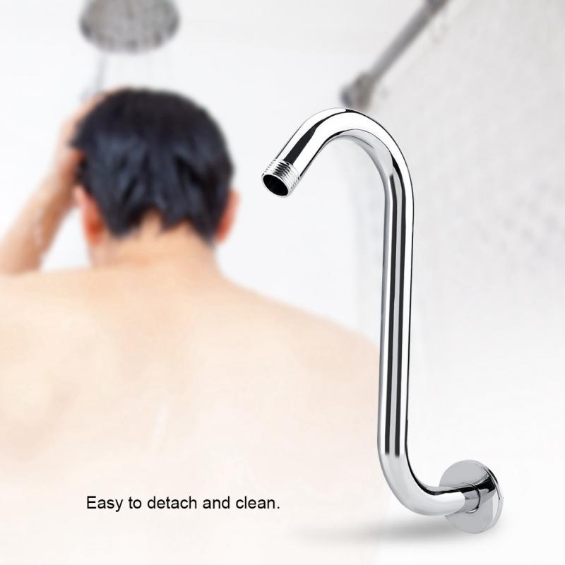 8inch High Rise Extension Stainless Steel S-Curved Goose Neck Shower Arm Chrome Plated for Bathroom Shower