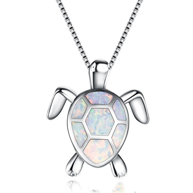 Leuke Sea Turtle Ketting Oorbellen Sieraden Sets Trendy Animal Blue Opal Stud Oorbellen Voor Meisje Vrouwen Wedding Band