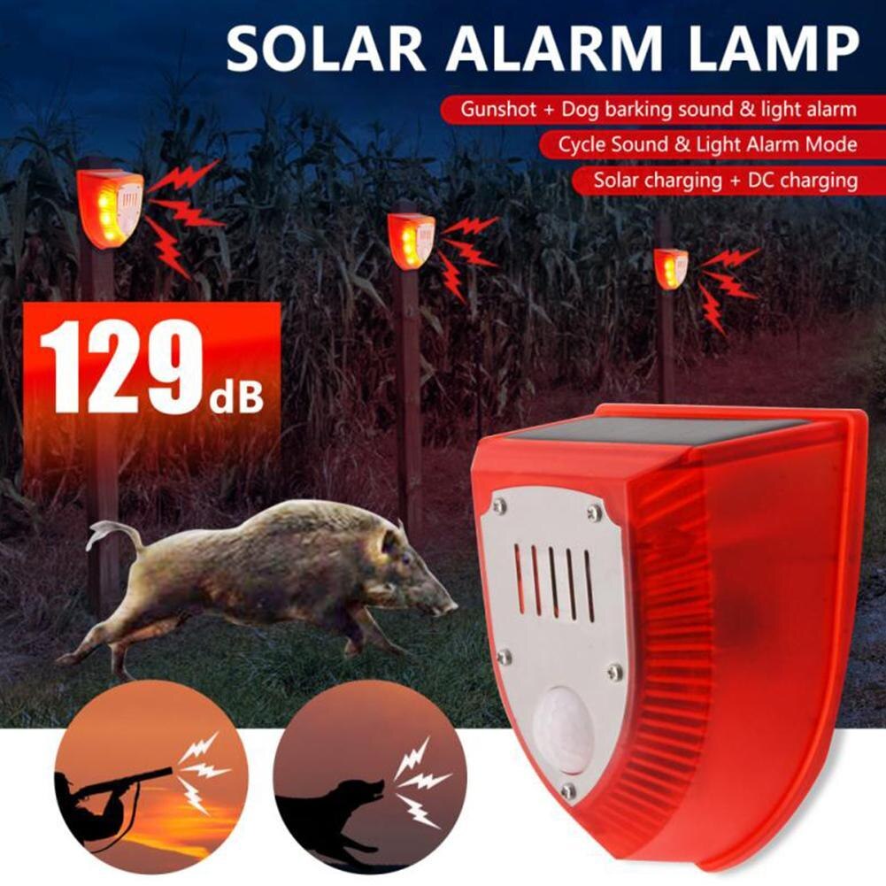 Solar Animal Repellent Motion Sensor Alarm Lamp Outdoor Solar Power Hond Blaffen Gunshots Waterdichte Sirene Repeller Voor Yard Farm