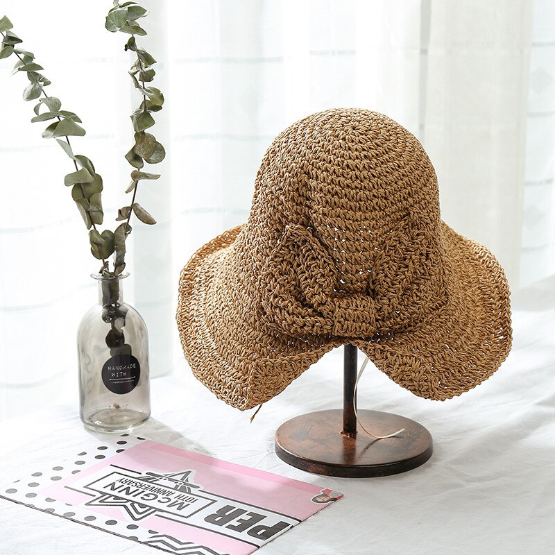 2022 Summer Big Bow Bucket Hats Women Korea Female Outdoor Travel Beach UV Proof Sun Protection Hat Fisherman Cap