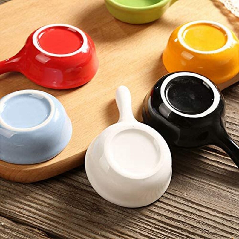 LUDA 6 Pcs Ceramic Sauce Plate Colorful Mini Bowl Set Sauce Garnish Tableware Condiment Seasoning Plate Can Be Stacked