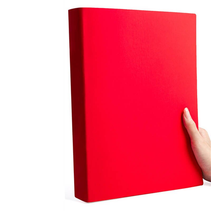 EZONE-Cuaderno de 208 páginas A4, libreta gruesa, cuaderno grande, diario de cuero suave, material escolar y de oficina, papelería: Rojo