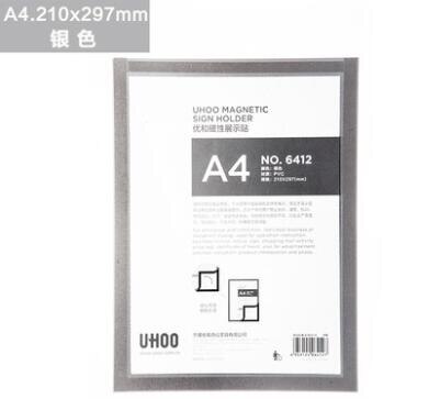 A5 Document Display Silver Gold Self-adhesive Fridge Magnets Photo Picture Pocket Frame Border for Refrigerator: A4 Silver