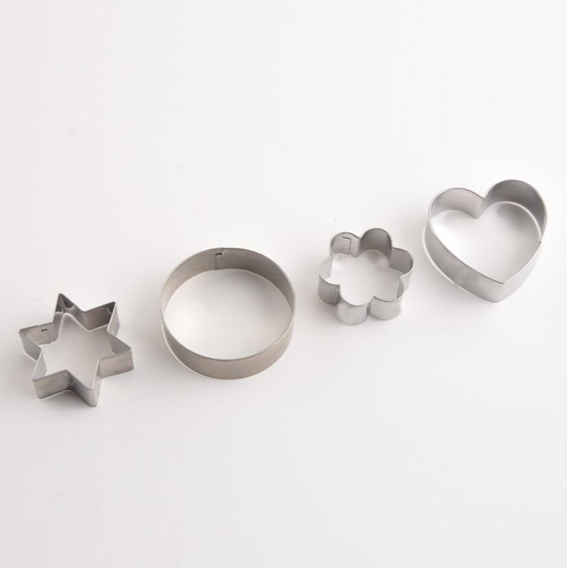 3 Stks/set Rvs Cookie Biscuit Diy Mold Star Hart Ronde Bloemvorm Cutter Bakvorm Gereedschap Geometrische