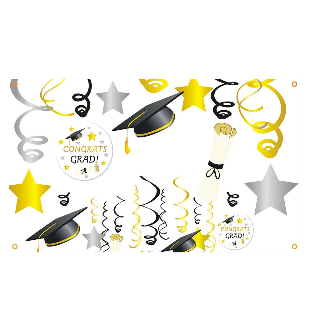 Diy Geadution Wall Banner Handmade Graduation Congrats Letters Pattern Background CLASS Party School Decoration Accessory: B