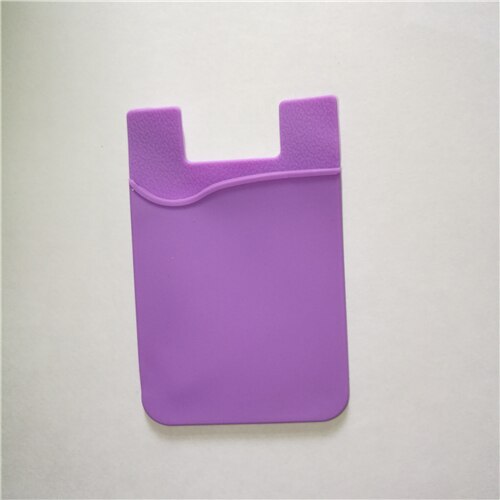 1PCS Silicone Card Cover Mobile Phone Back Pocket Women Men Card Case Elastic Non-slip Cell Phone Stick Adhesive Card Holder: Purple
