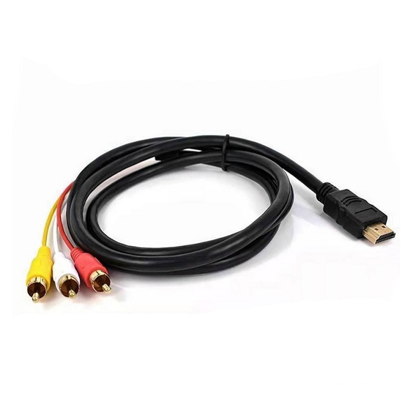 Cable AV de Audio y vídeo de 1,5 m compatible con HDMI macho a 3 adaptador RCA componente convertidor estéreo para TV HDTV DV DVD PC