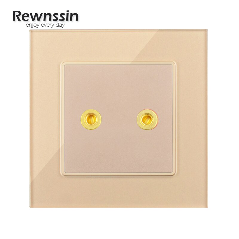 Golden Crystal Glass Panel Wall Audio Socket Terminals 16A Double/Quadruple Binding Post Red and black banana terminal