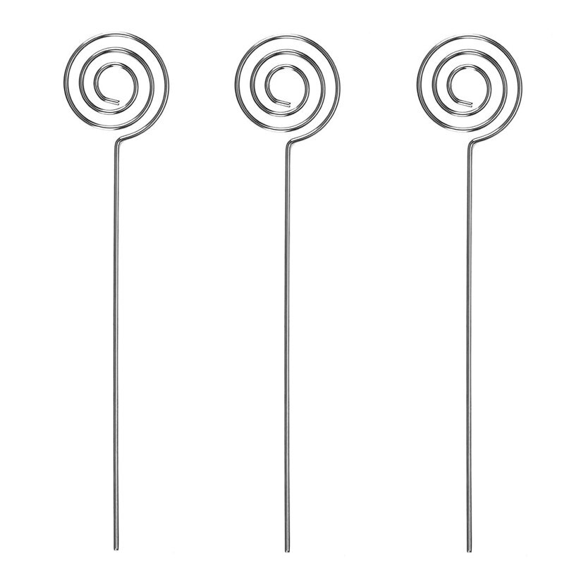 50/ pack plats korthållare pick, ring loop virvel tråd clip foto metall klämma för diy craft & making, notera memo hållare (silve
