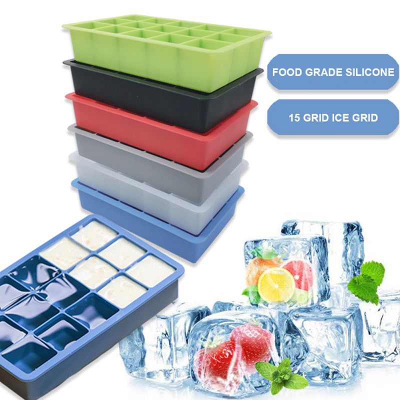 Eis Gitter Silikon Würfel bilden Gelee Macher Küche Werkzeug15 Gitter Silikon DIY Eis Gitter Würfel bilden Creme Tablett Container 1
