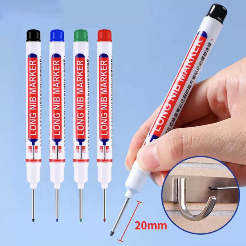 6 Pz/impostato 20mm Foro Profondo Pennino Lungo Testa Marcatori per Il Metallo Perforazione Penna Impermeabile Bagno Lavorazione Del Legno Decorazione Multi-scopo