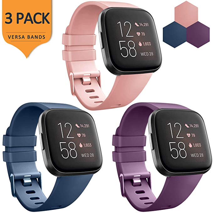 3pcs Strap For Fitbit Versa 2 Band Soft Silicone Wrist Waterproof Replacement Watch Strap For Fitbit Versa/Versa 2: 9 / S