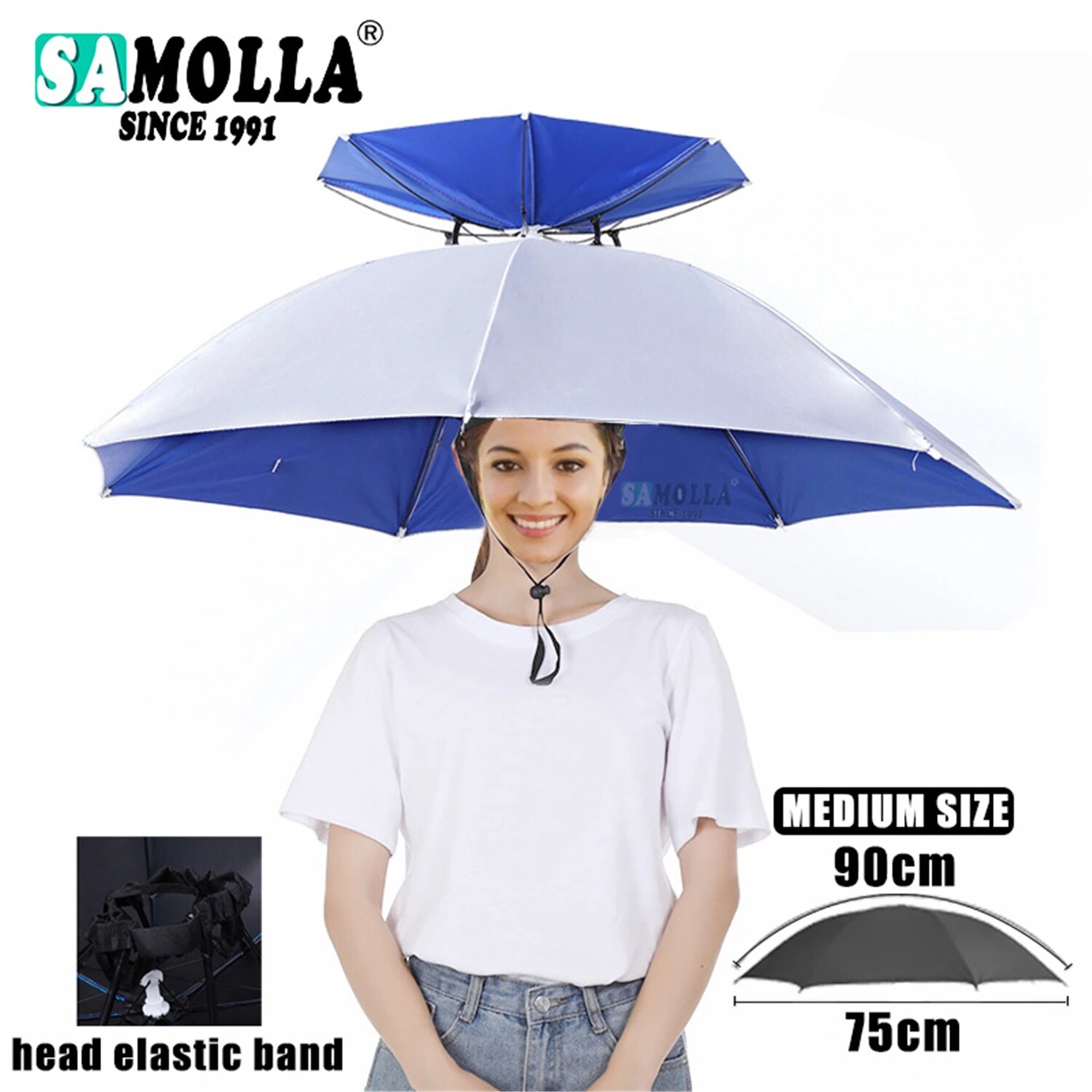 Paraguas de lluvia, sombrero plegable, parasol impermeable, gorro de pesca, sombreros para la cabeza de playa, protección solar UV de doble capa