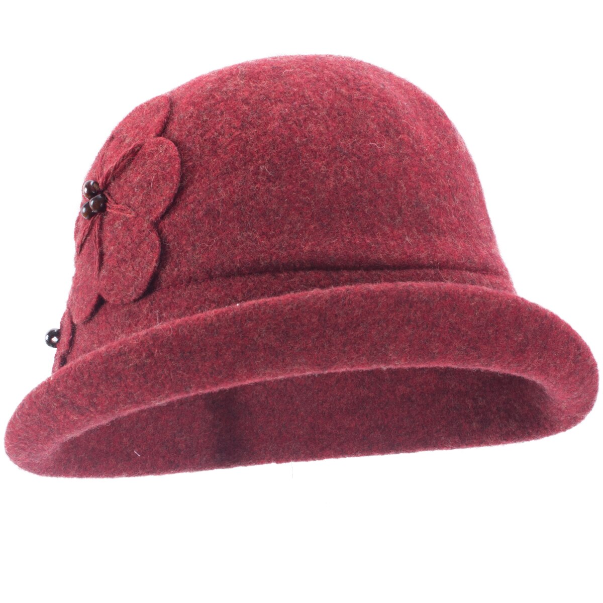 Bloemen Womens Vintage Style Opleving Rand Cloche Wol Emmer Winter Kerk Wedding Hoed A522