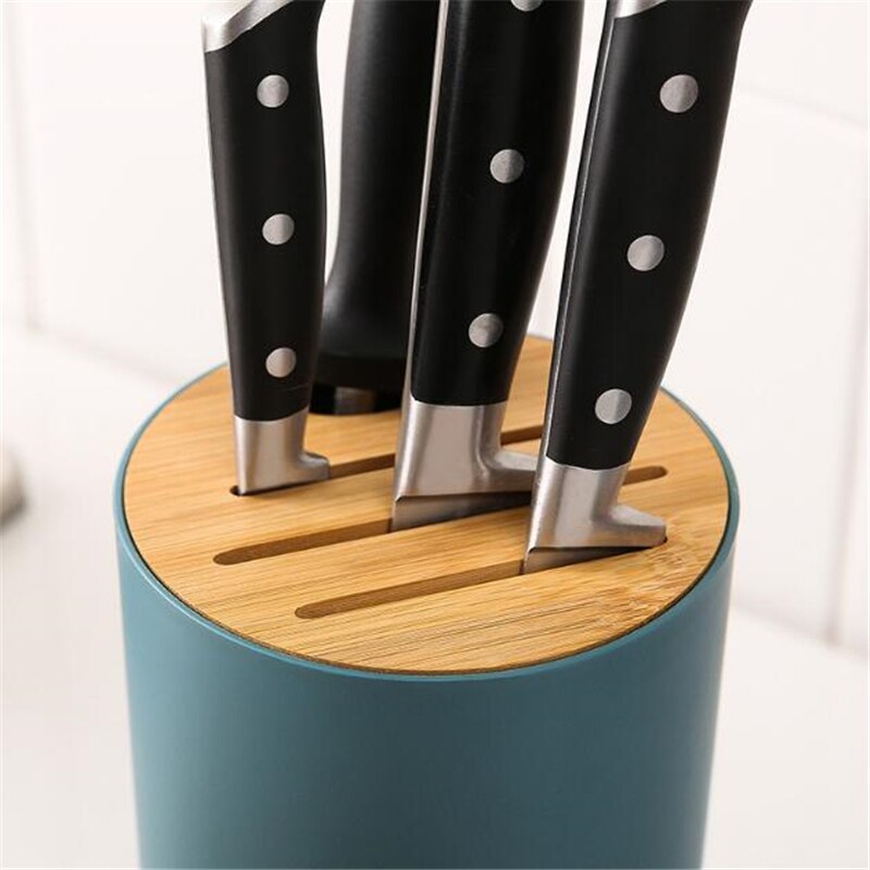 Multi-function Bamboo Cover Knife Holder Simple Knife Storage Rack Household Kitchen Supplies Knife Holder