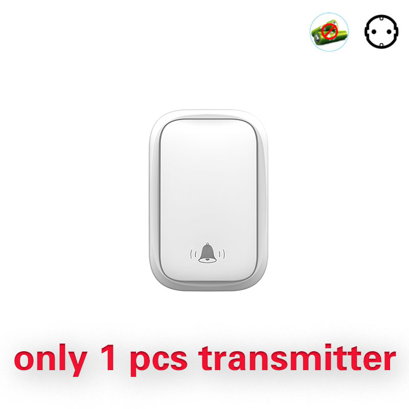 timbre inalámbrico exterior autoalimentado timbre puerta casa 220v transmisor impermeable de 220V, No requiere batería, receptor de la UE,juego de timbre para Control del hogar: Blanco