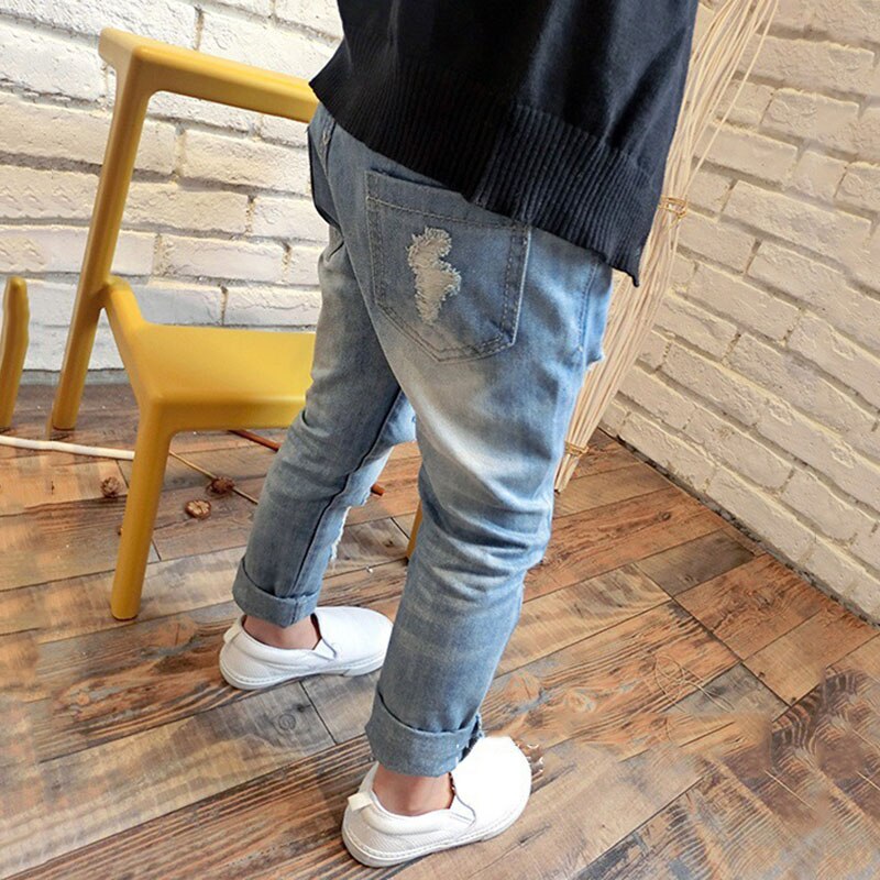 1 Stuk Meisjes Lange Broek Voor Kinderen Zomer Kinderen Denim Gebroken Broek Kinderen Bovenkleding Voor De Lente Kinderen Kleding Voor Meisjes