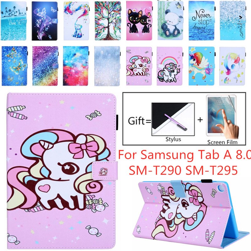 Unicorn Cute Leather Case For Samsung Tab A 8.0 SM-T290 SM-T295 Tablet Cover For Galaxy Tab A 8.0 Case Fundas