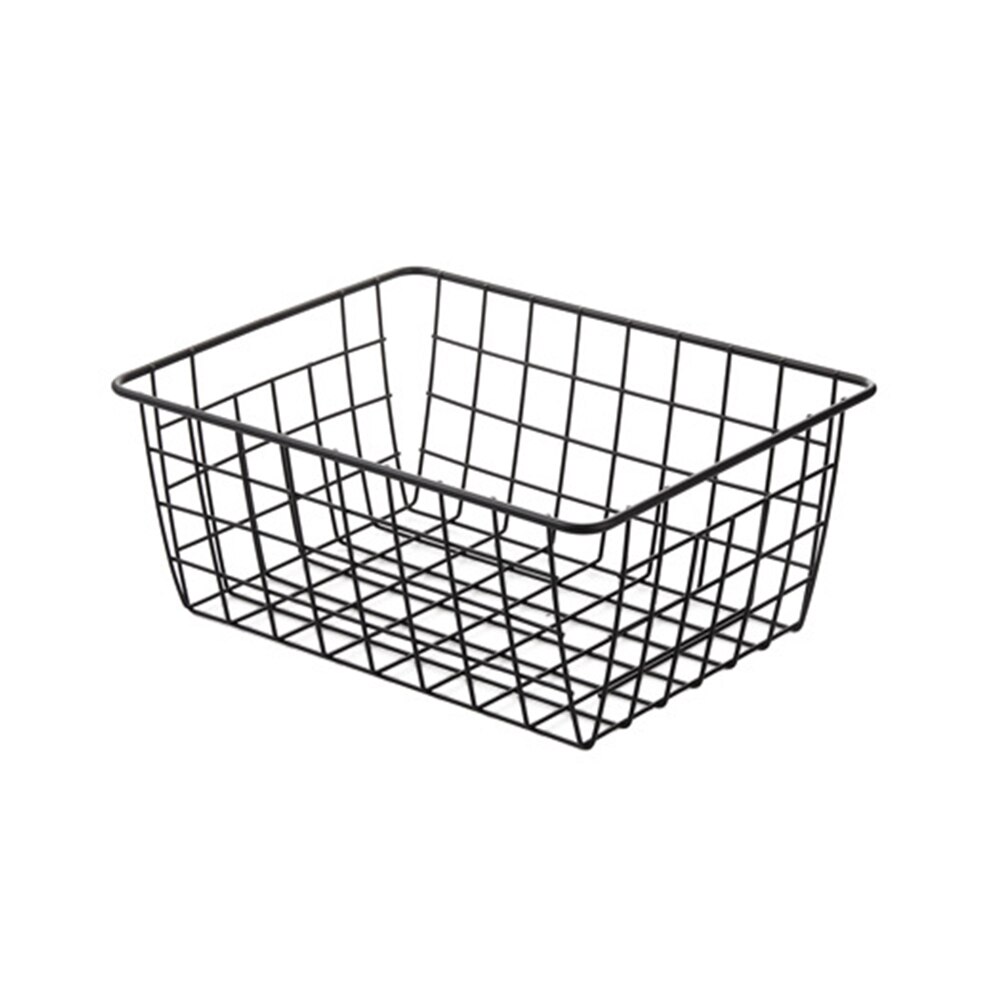 Cesto de hierro de estilo nórdico para almacenaje, cesta para pan y aperitivos, soporte organizador para el hogar, almacenamiento de artículos diversos de cocina para el baño: Black