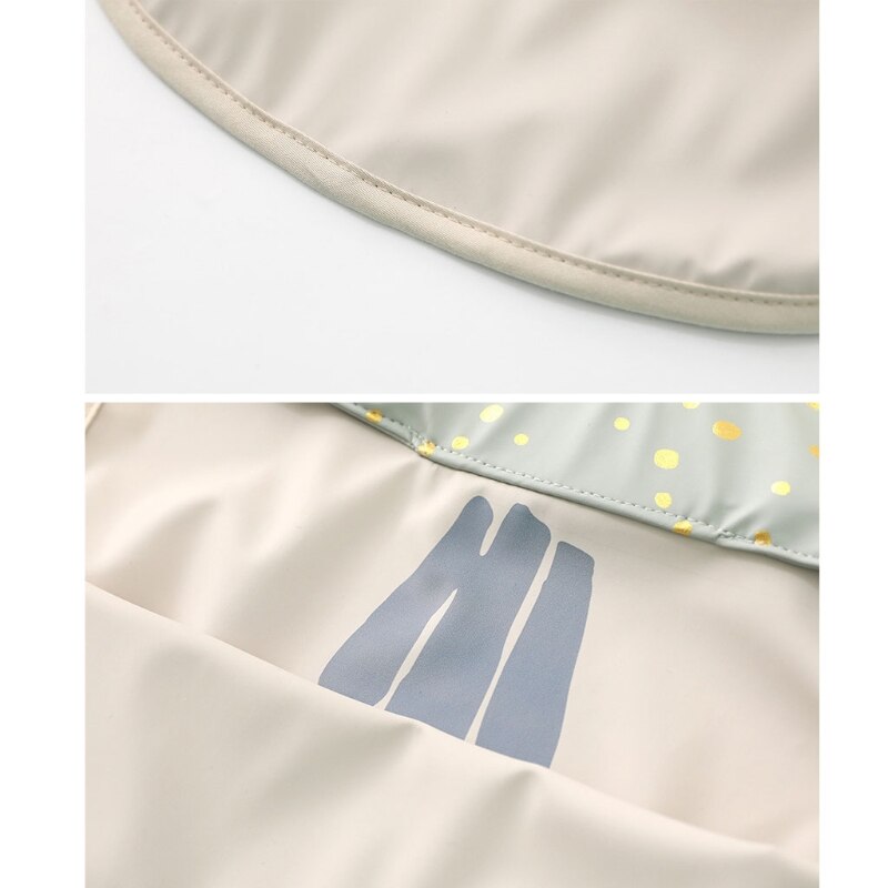 Zuigelingen Pu Leer Waterdicht Feeding Doek Baby Kwijlen Bib Burp Doek Met Pocket Tas Wasbaar Kinderen Tekening Schort