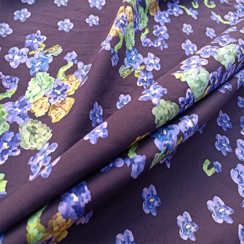 purple flower digital printing polyester cotton fabric custom summer thin dress shirt fabric: 1 polyester cotton / 150cm