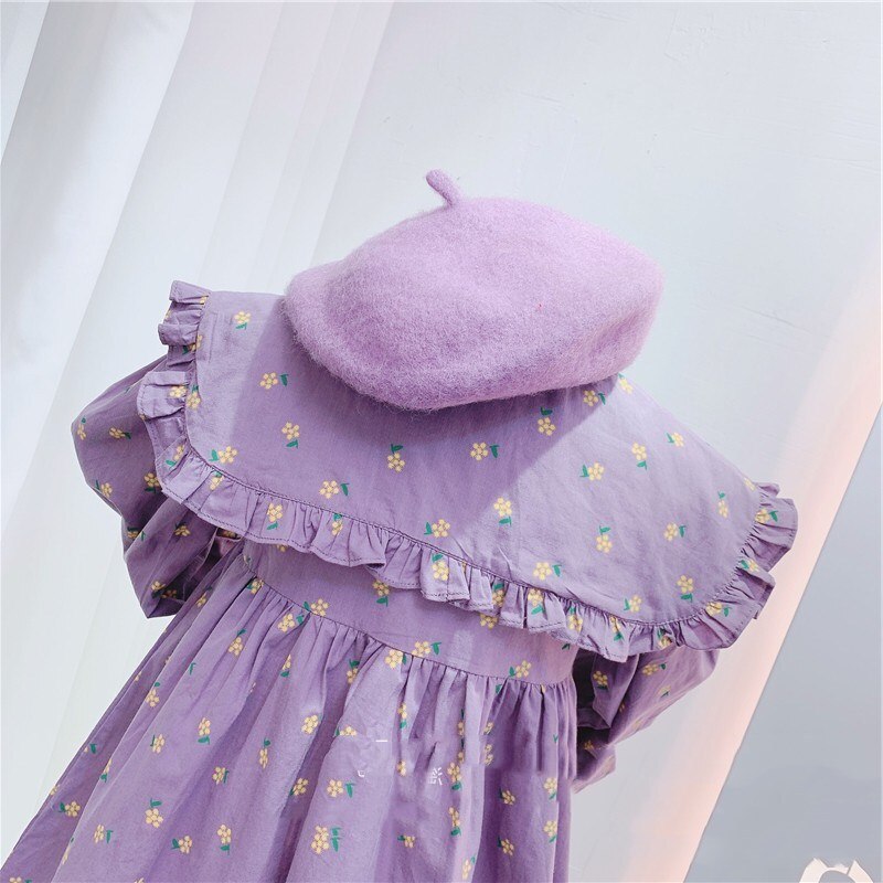 Autumn Girls Long Sleeve Princess Dress Kids Cotton Floral Dresses