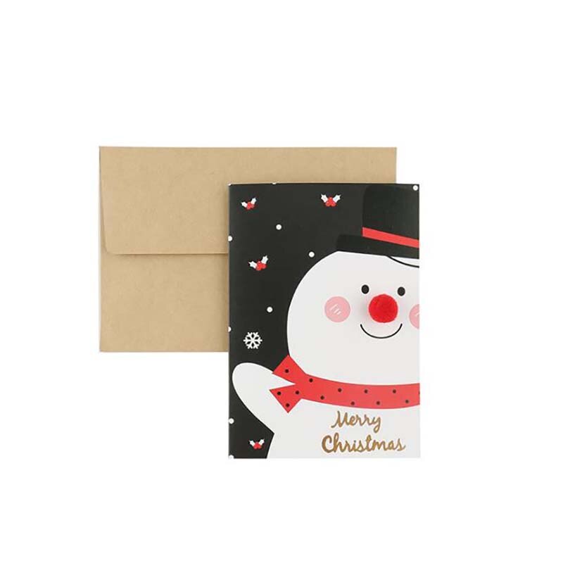 1pc dessin animé noël carte de voeux fête Invitation bricolage décoration carte noël bénédiction carte postale avec enveloppe: F