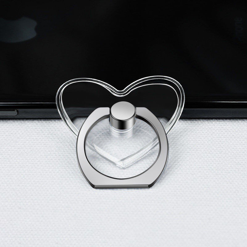 360 Universal Mobile Phone Holder Transparent Alien Animal Foldable Finger Ring Mobile Phone Grip tok Holder Stand Phone Grip: Heart