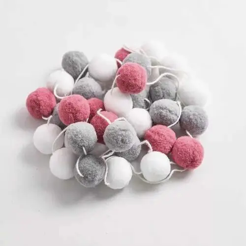Bolas de lana de 2M, decoraciones de dormitorio hechas a mano, decoración de pared de Halloween, adorno para fiestas de Navidad, colgante, guirnalda de pompones: BLANCO