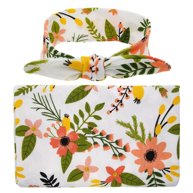 Bambini Coperta Del bambino del Cotone di Modo con la fascia Del bambino orecchie di coniglio avvolgere coperta carino floreale ciambella stampa Coperta GT006: come mostrato 2